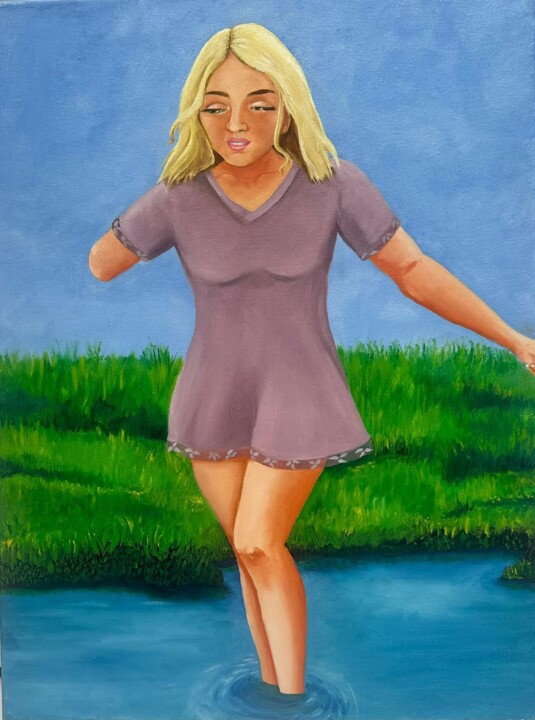 MARY EN EL LAGO Pittura, 24x17,7 in