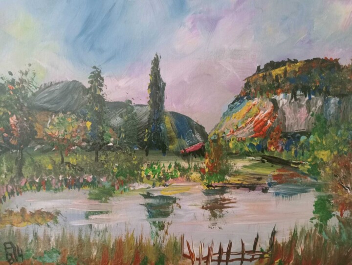 Peinture intitulée "Une Terre Cachée" par Audran, Œuvre d'art originale, Acrylique