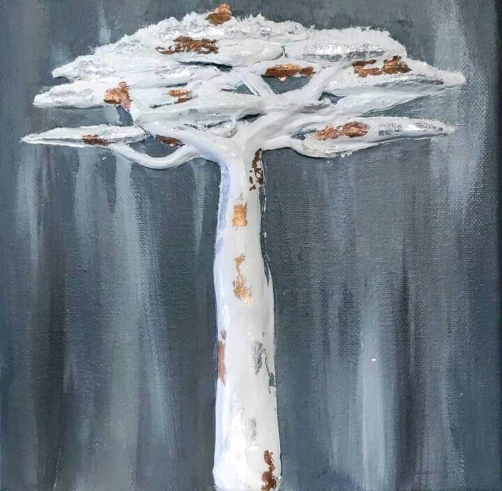 Arbre n°2 - Baobab Painting, 7.9x7.9 in