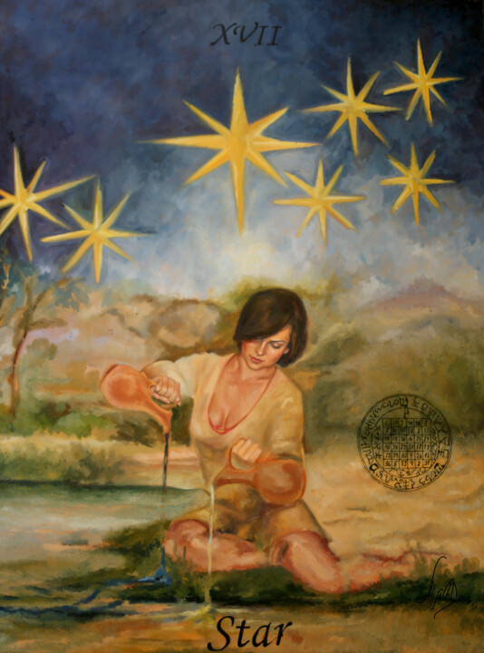 The Star (Tarot Card XVII) 绘画, 39.4x31.5 in