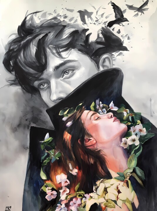 Man and woman 绘画, 15.8x11.8 in