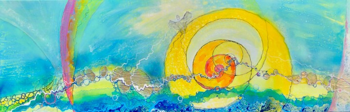 Malerei mit dem Titel "Im Wohlfluss" von Jörg Lehmann, Original-Kunstwerk, Acryl