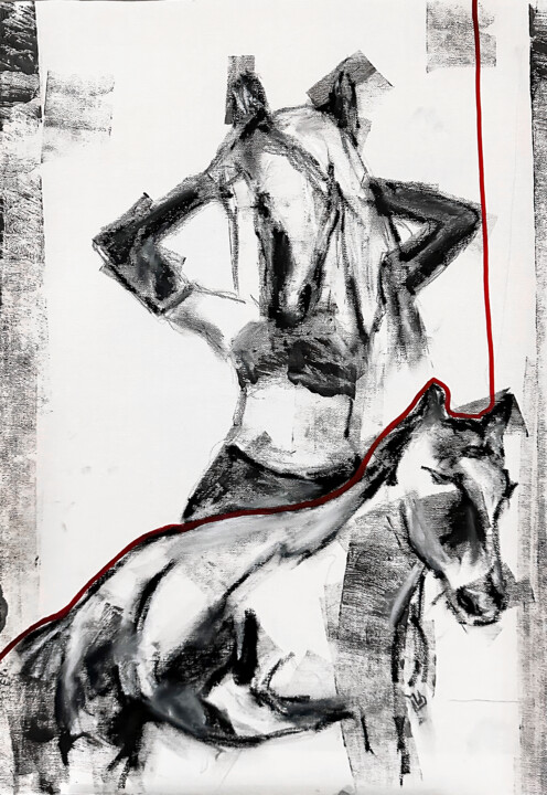 Femme cheval 绘画, 23.4x15.8 in