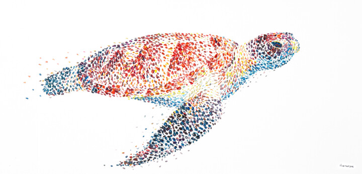 Red Turtle 绘画, 29x58 in