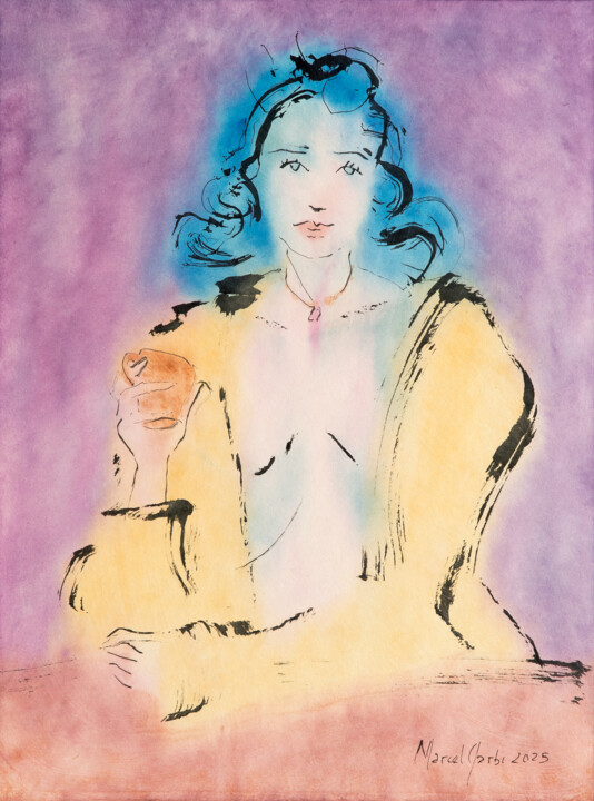 Painting titled "It's only a quantum…" by Marcel Garbi, Original Artwork, Watercolor