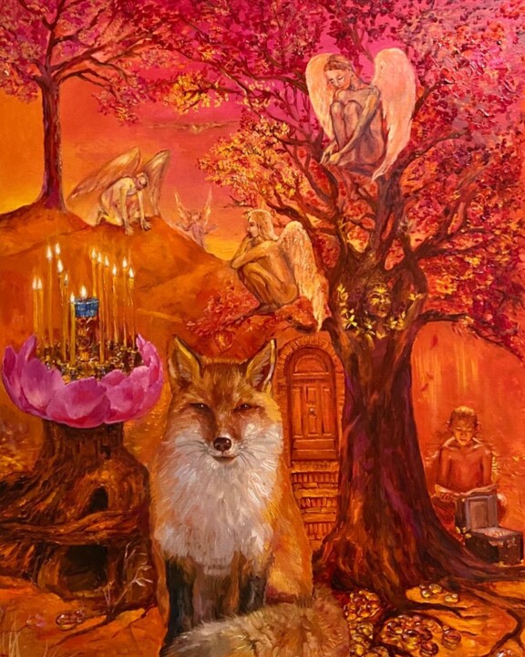 Лисья молитва 绘画, 35.4x27.6 in