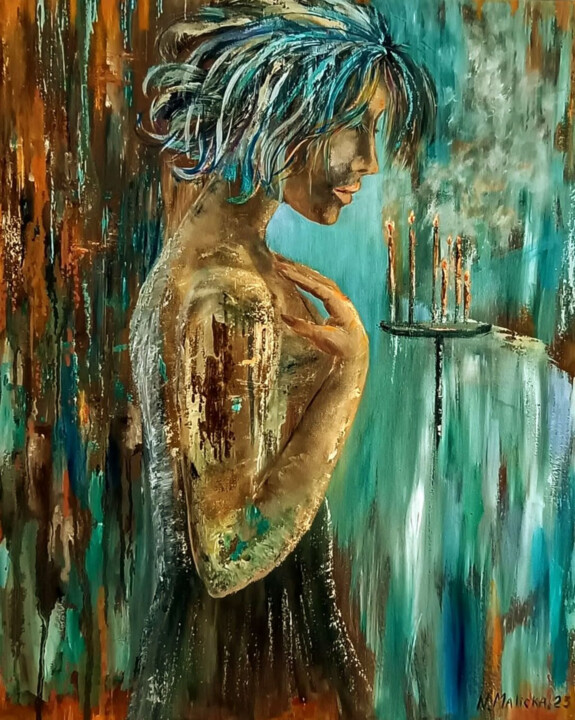 "Light Within. A Prayer.Textured oil painting" 绘画, 23.6x19.7 in