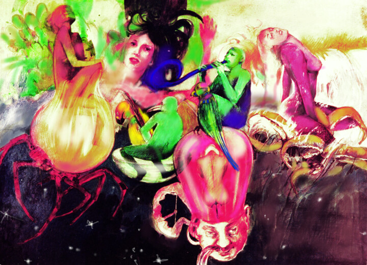 Painting titled "RUN FREE EROS" by Giò Pasta, Original Artwork, Oil Mounted on artwork_cat.
