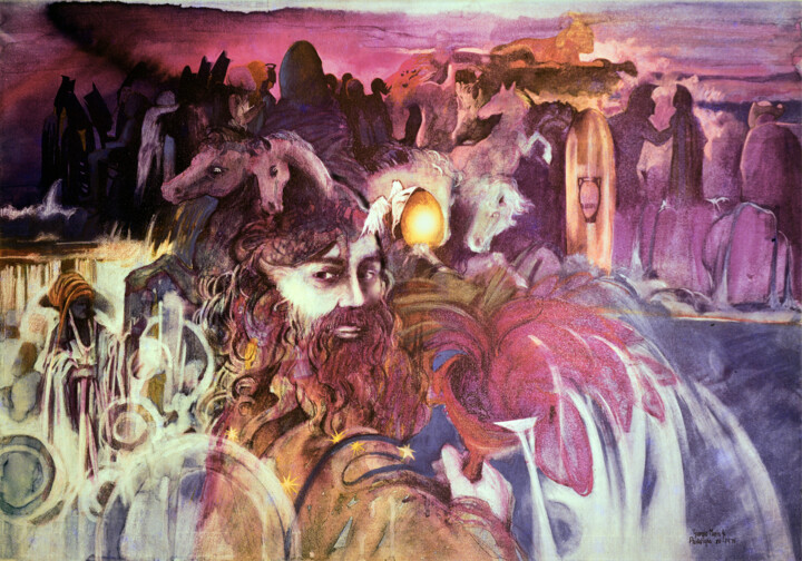 Painting titled "“Il VISIONARIO”" by Giò Pasta, Original Artwork, Oil Mounted on Wood Stretcher frame