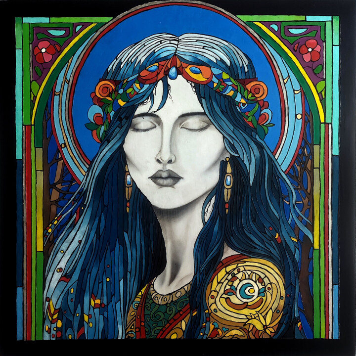 ENTRE SUEÑOS Y REFLEXIONES 绘画, 19.7x19.7 in