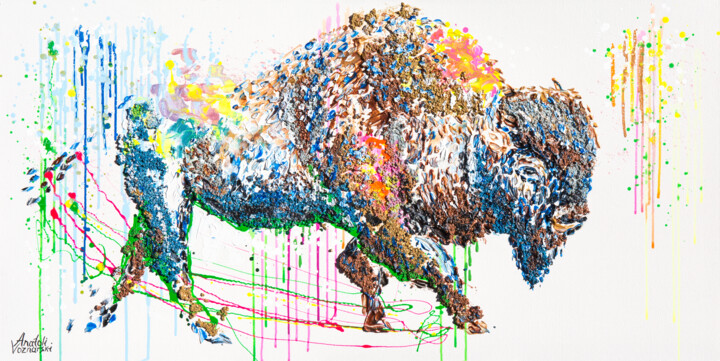 Buffalo 绘画, 24x48 in