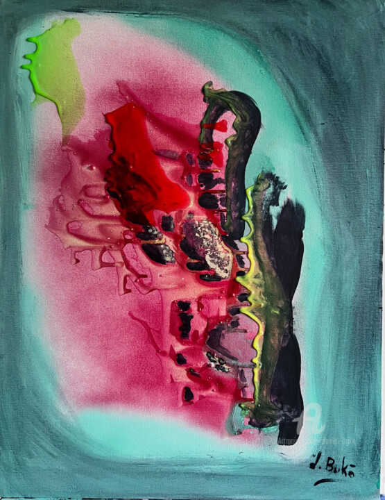 Peinture intitulée "Naissance de la vie…" par Daniel Bukō, Œuvre d'art originale, Acrylique Monté sur Carton