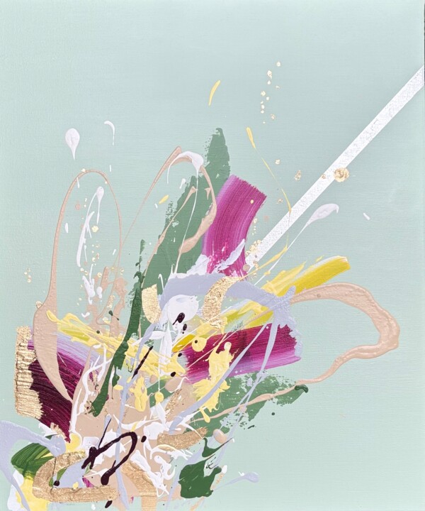 Malerei mit dem Titel "FRÜHLING" von Antje Jahn, Original-Kunstwerk, Acryl Auf Keilrahmen aus Holz montiert