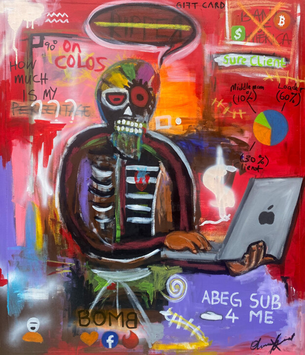 Aza-man 绘画, 35x30 in