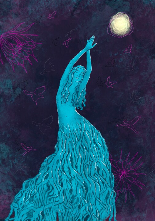 Birds are free, roots are strong: surreal digital painting 数字艺术