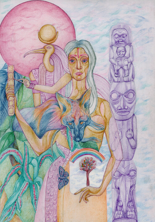 Drawing titled "Under the red sun" by Wanda, Original Artwork, Pencil
