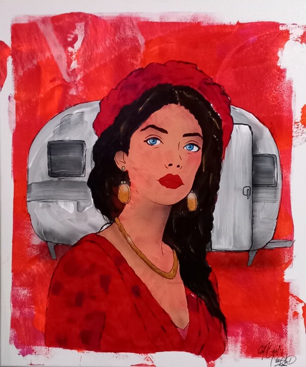 Gipsy Woman .2 绘画, 21.7x18.1 in