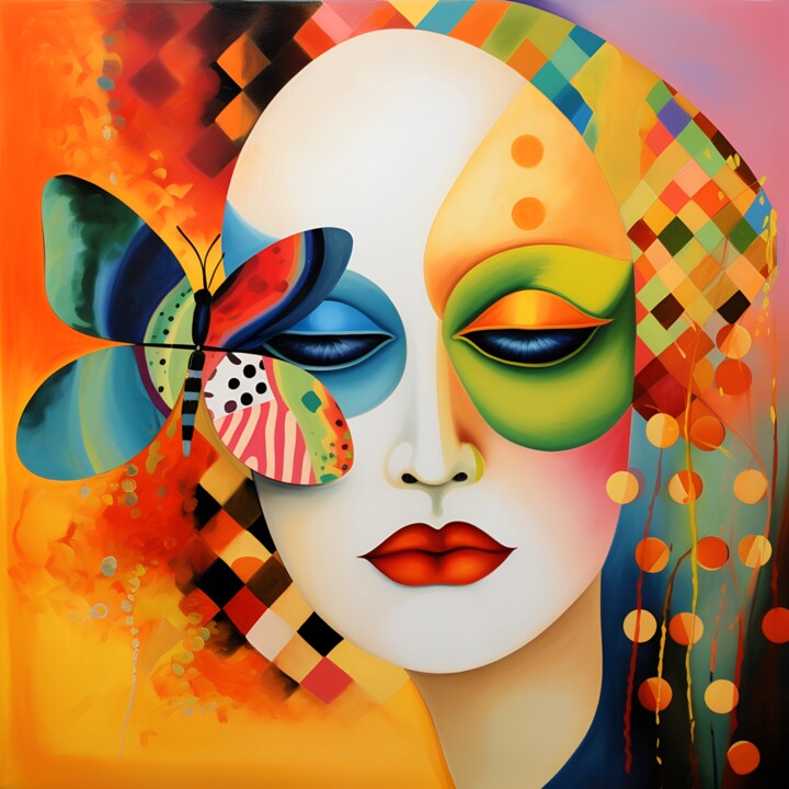 Abstract Butterfly Woman Art Print 数字艺术
