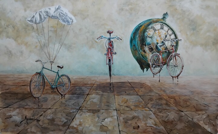 The melting bikes 绘画, 16.9x26.8 in