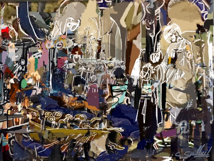 绘画 标题为“Selon st jean 3” 由Cédric Gaillard, 原创艺术品, 油 安装在木板上