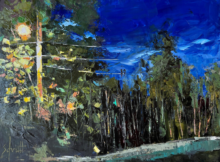 Painting titled "BORD DE ROUTE LA NU…" by Jean-Paul Schmitt, Original Artwork, Oil Mounted on Wood Stretcher frame