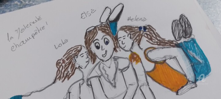 Рисунок под названием "famille" - Flobscnv, Подлинное произведение искусства, Карандаш