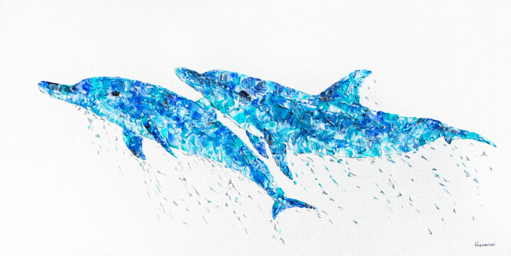 Dolphin Love 绘画, 24x48 in