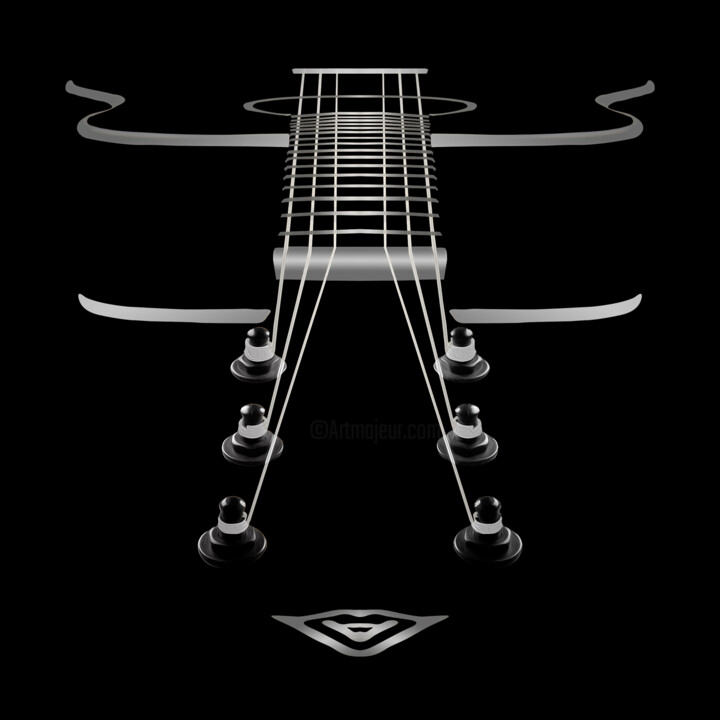 摄影 标题为“Abstract Guitar” 由Leonardo Bandinelli, 原创艺术品, 数码摄影 安装在铝上