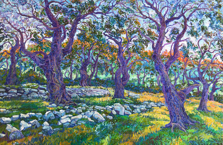 Painting titled "Olive Sway" by Natalia Bessmertnova, Original Artwork, Oil