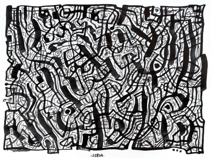 Drawing titled "Chaotic energy in l…" by Milto Sideris, Original Artwork, Marker