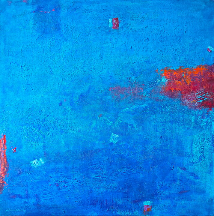 Zen Meditation, blue (85x85cm) 绘画, 33.5x33.5 in