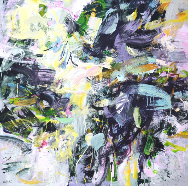 Painting titled "Abstraction" by Uladzimir Hurbo, Original Artwork, Acrylic Mounted on Wood Stretcher frame