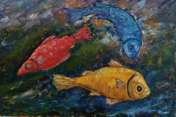 Painting titled "Aquarium" by Vitalii Bondarenko (ViBond), Original Artwork, Oil