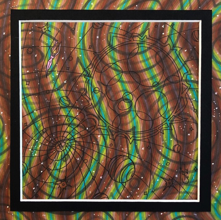 (93) - union cosmique ( galaxi'chédélique/Terra... ) Drawing, 7.9x7.9 in