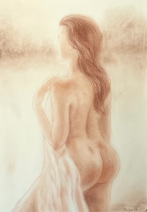Drawing titled "Serenity Embrace" by Ilsy Khaff, Original Artwork, Pastel