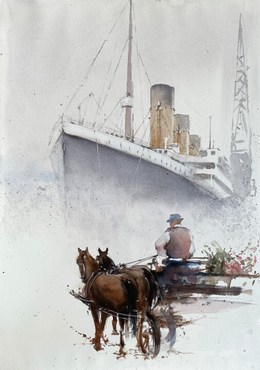 A Ship Full of Flowers. Tablo, 14x20,1 in