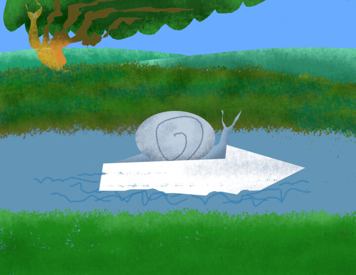 Digital Arts titled "A Snail In A Speed…" by Gerald Shepherd F.F.P.S., Original Artwork, Digital Painting