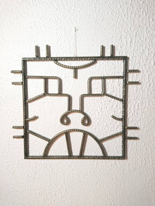 Sculpture intitulée "Masque Maya" par Olivier Laurens, Œuvre d'art originale, Métaux