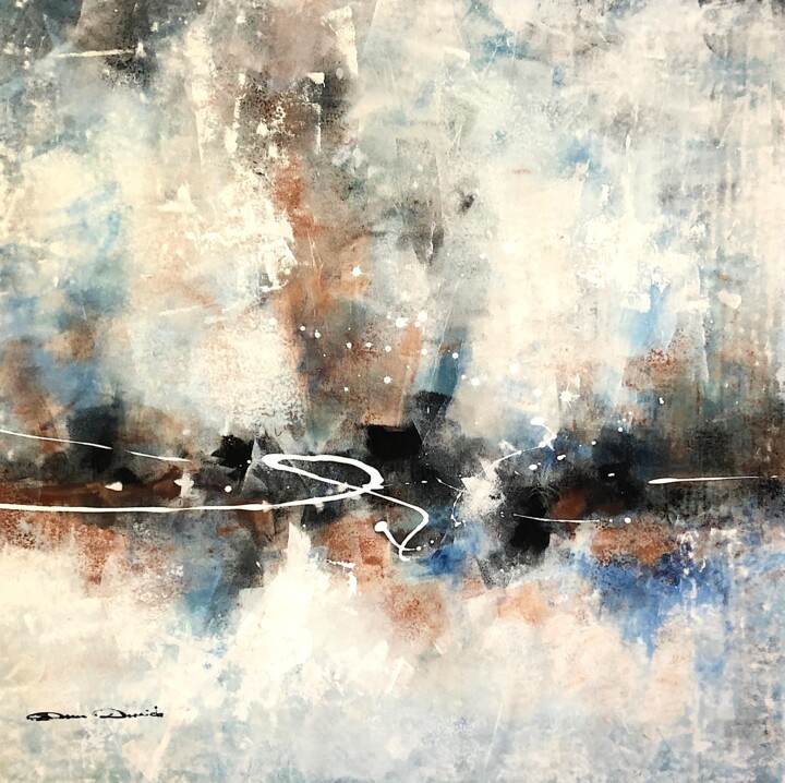Painting titled "Brumes automnales" by Dam Domido, Original Artwork, Acrylic