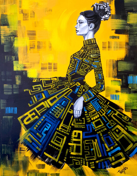 Golden Echoes 绘画, 35.4x27.6 in