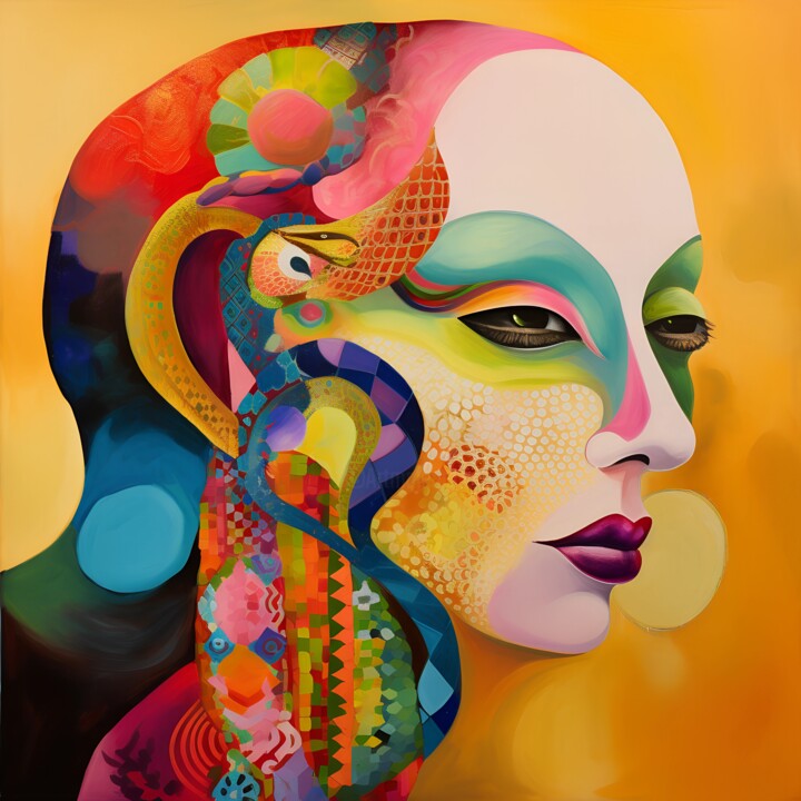 The Serpent’s Gaze: A Surreal Fusion of Color and Shape 数字艺术