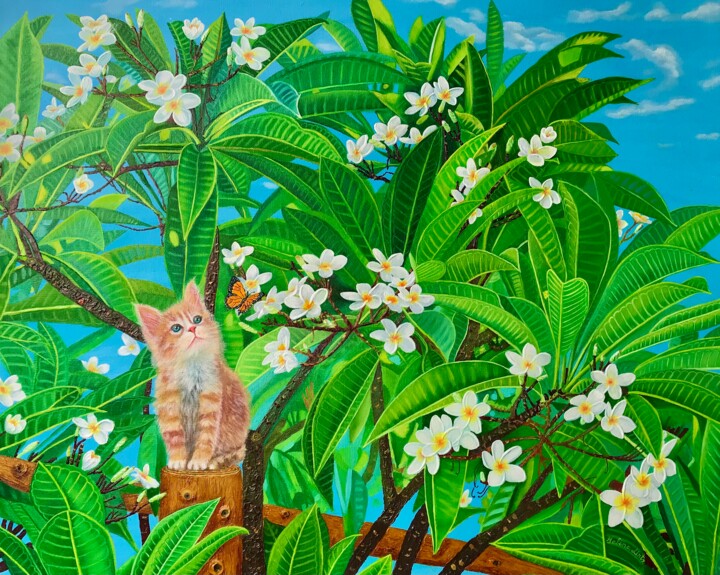 Curious Kitten Pittura, 24x30 in