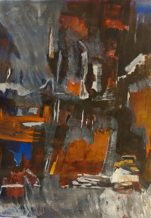 Le vert de gris envahit nos société. 绘画, 35x25.6 in