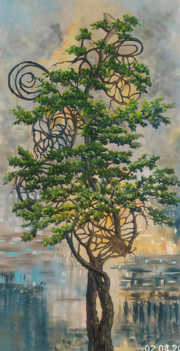 Harmony and Energy of Nature | Oil Painting, Bold Texture, 绘画, 39.4x19.7 in