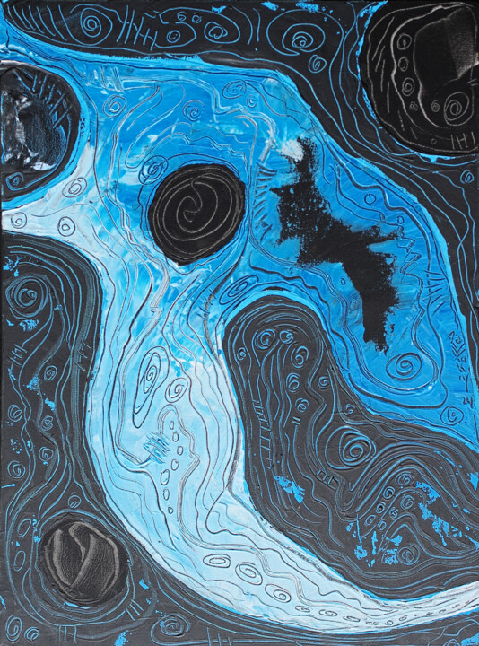 Painting titled "P. A. N° : 0117" by Hakan Portakal, Original Artwork, Acrylic Mounted on Wood Stretcher frame