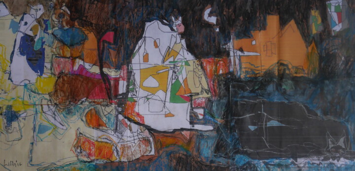 les chats au clair de lune 数字艺术, 8.7x17.3 in