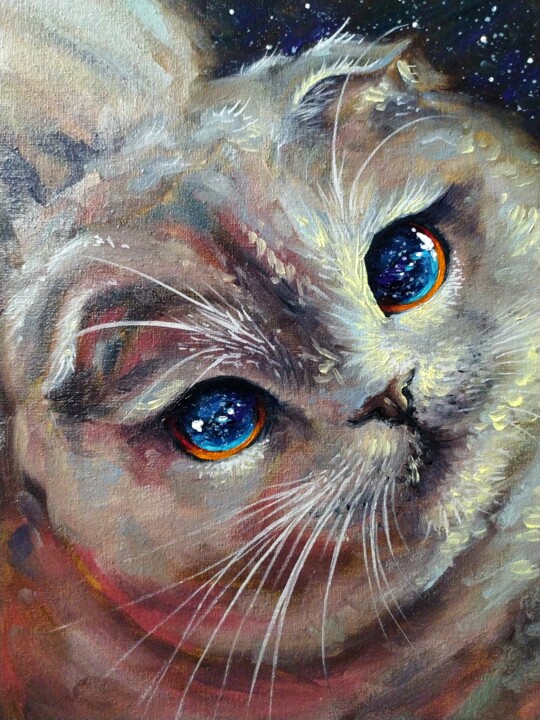 Galaxy cat 미술작품, 9.5x7.1 in