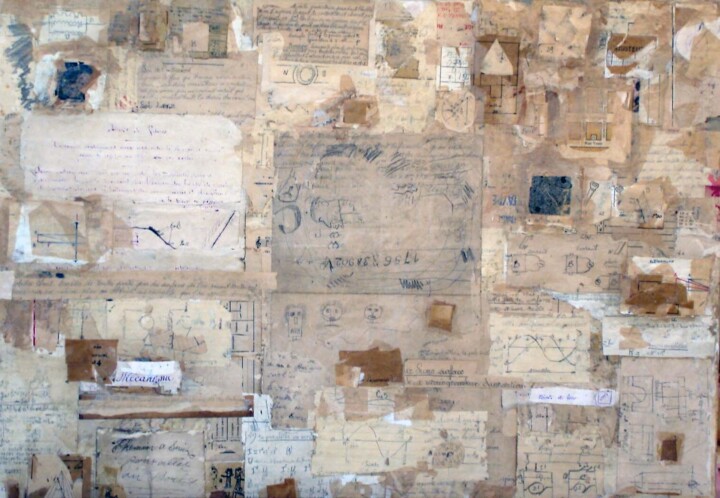 Collages intitulée "Chemin pour aller a…" par Corelia Roché, Œuvre d'art originale, Collages Monté sur Châssis en bois