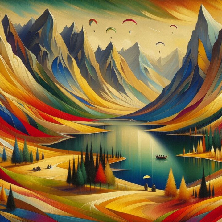 Refugio de montaña colorido 数字艺术