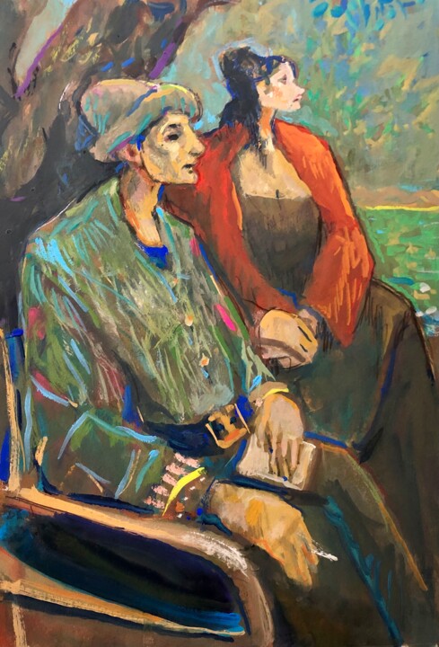BY THE SEA UNDER A TREE Pittura, 15x13 in